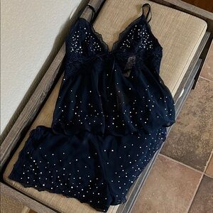 NWT Victoria Secret Navy Blue Lace Sleepwear/ Lingerie Set